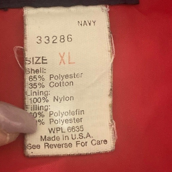 Woolrich Jacket Mens Size XL Bomber 80s 90s Full Zip Red Stripe Blue High Neck - Picture 9 of 10